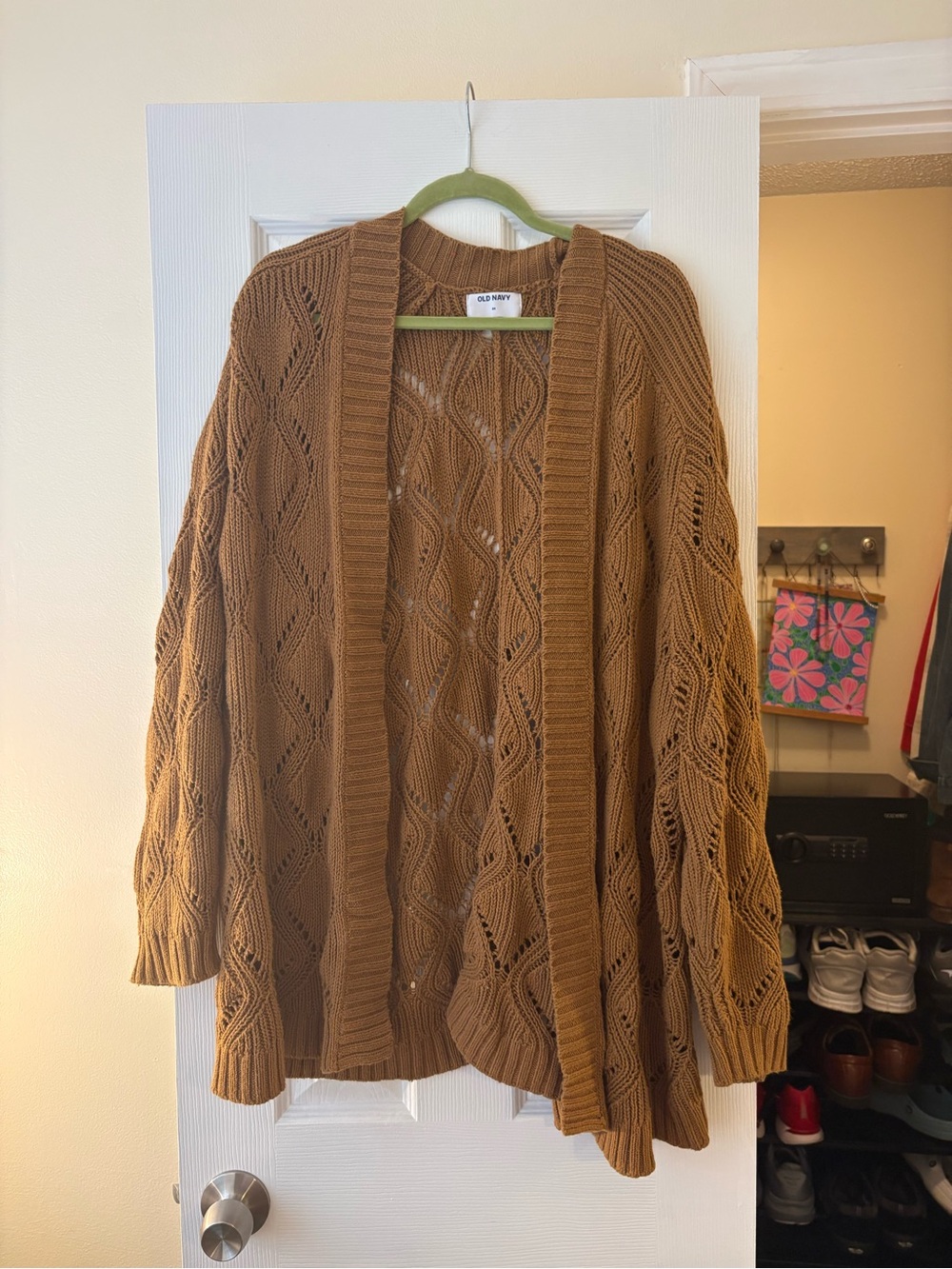Old Navy Openfront Pointelle Cable Cardigan - Camel